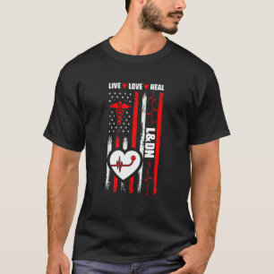 Usa Flag L&dn Medical Nursing Labor And Delivery T-Shirt