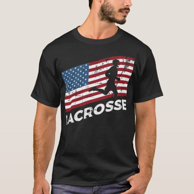 USA Flag Lacrosse Player Sayings horseshoe betting T-Shirt (Front)