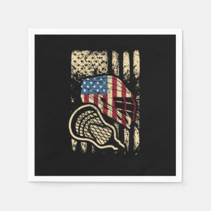 USA Flag Lax Patriotic American Lacrosse Player Napkin