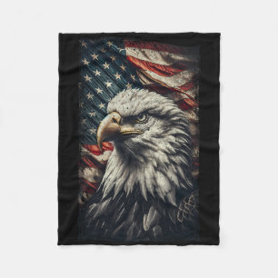 Usa Flag Ld Eagle Patriotic Red White Blue 4th Of Fleece Blanket