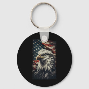 Usa Flag Ld Eagle Patriotic Red White Blue 4th Of Key Ring