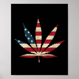Usa Flag Leaf - Funny Us Flag Pot Weed  Poster