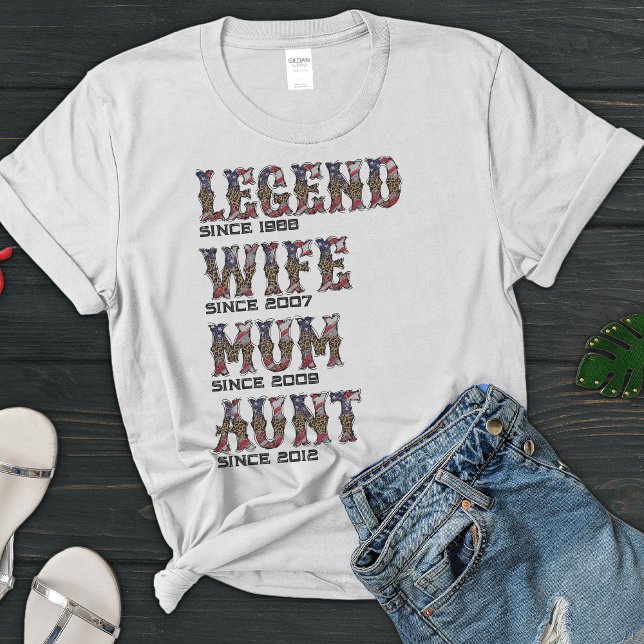 USA Flag Leopard Pattern Legend Aunt Mother's Day T-Shirt (Creator Uploaded)