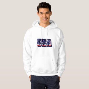 USA Flag Letters, Flag Men's Hooded Sweatshirt