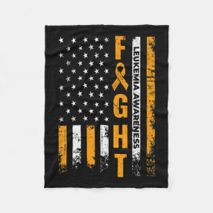 Usa Flag Leukaemia Awareness Cancer Survivor Gift Fleece Blanket