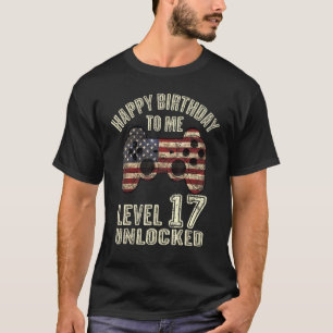 Usa Flag Level 17 Gamer 17th Birthday Outfits For  T-Shirt