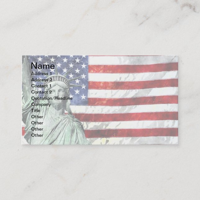 USA FLAG & LIBERTY BUSINESS CARD (Front)