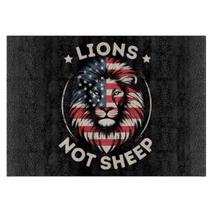 USA FLAG , LIONS NOT SHEEP CUTTING BOARD