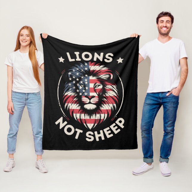 USA FLAG , LIONS NOT SHEEP FLEECE BLANKET (In Situ)