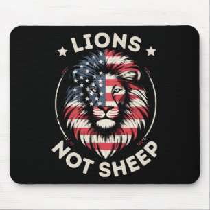 USA FLAG , LIONS NOT SHEEP MOUSE MAT