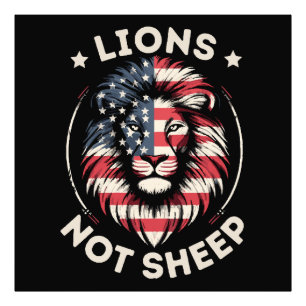 USA FLAG , LIONS NOT SHEEP PHOTO PRINT