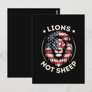 USA FLAG , LIONS NOT SHEEP POSTCARD