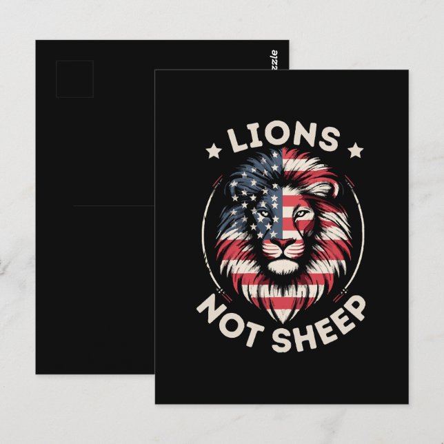 USA FLAG , LIONS NOT SHEEP POSTCARD (Front/Back)