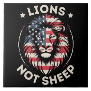 USA FLAG , LIONS NOT SHEEP TILE