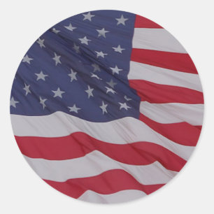 usa flag - long may it wave classic round sticker