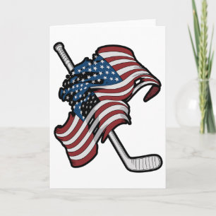 Usa Flag Made Of Hockey Sticks  Card
