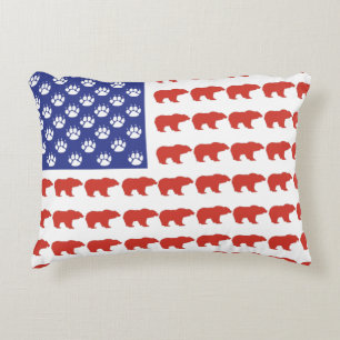 USA Flag Made up of Grizzly Bears Decorative Cushion