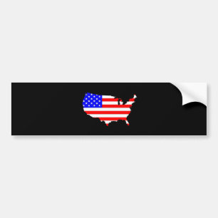 USA Flag Map Bumper Sticker