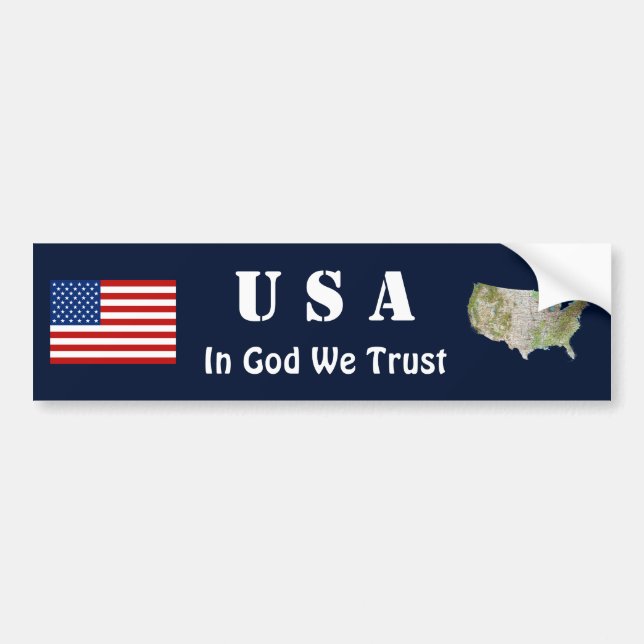USA Flag + Map Bumper Sticker (Front)