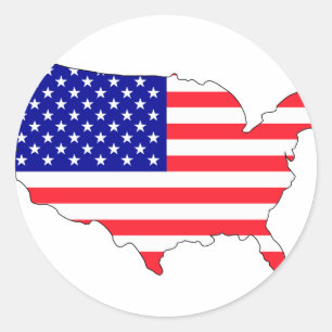 Usa flag map classic round sticker