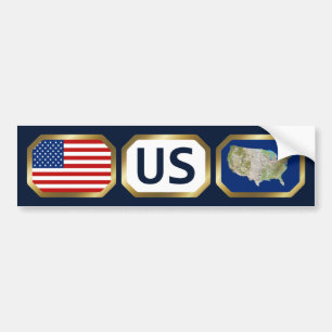 USA Flag Map Code Bumper Sticker