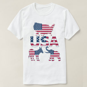 USA Flag Map Donkey Elephant Political Elections T-Shirt
