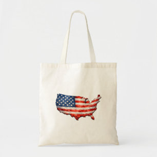 USA Flag Map - I Love My Country Patriotic Tote Bag