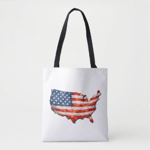 USA Flag Map - I Love My Country Patriotic Tote Bag