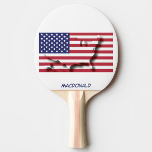 USA FLAG & MAP Personalised Ping Pong Paddle