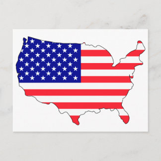 Usa flag map postcard