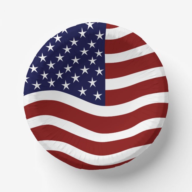 USA Flag Mark 7-Inch Paper Bowl – Patriotic Design Paper Plate (Front)