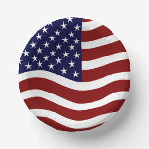 USA Flag Mark 7-Inch Paper Bowl – Patriotic Design Plate