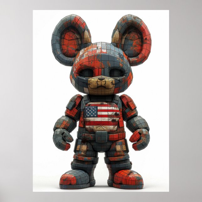 USA Flag Mascot — Modern Patriotic Wall Art (Front)