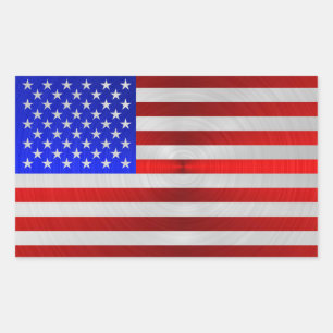 USA FLAG METAL 2 RECTANGULAR STICKER