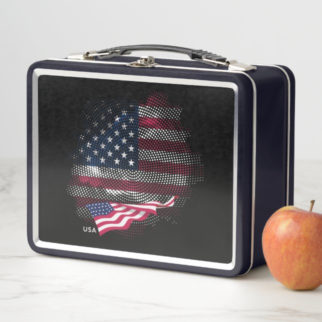 USA flag Metal Lunch Box (In Situ)