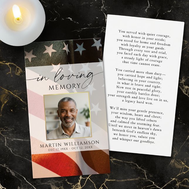 USA Flag Military Funeral Photo Prayer Card (Creator Uploaded)