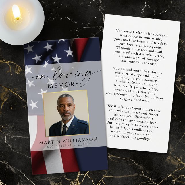 USA Flag Military Memorial Photo Prayer Card (Creator Uploaded)