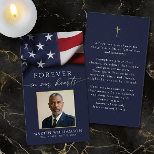USA Flag Military Photo Cross Memorial Prayer Card