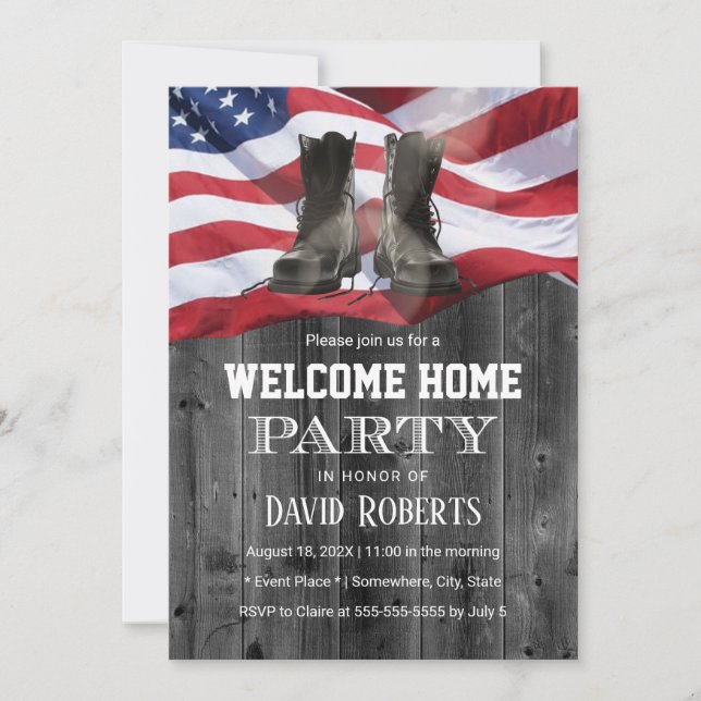 USA Flag Military Solider Homecoming Party Invitation (Front)