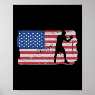 Usa Flag Mma Fighter Kickboxing Combat Boxing Poster