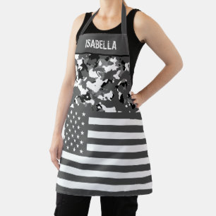USA Flag Monochrome Camo Custom Apron