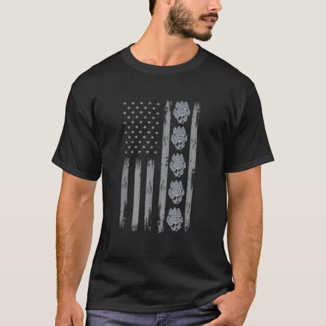 USA Flag Morel Mushroom Apparel American Morels Fo T-Shirt (Front)