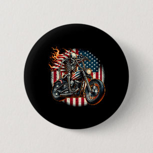 Usa Flag Motorcycle Skeleton Biker 4th July Americ 6 Cm Round Badge