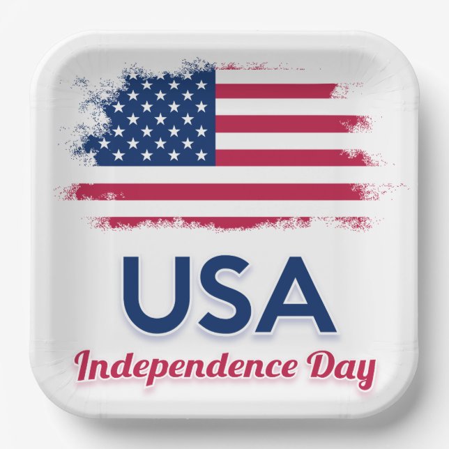 USA Flag        Napkins Paper Plate (Front)