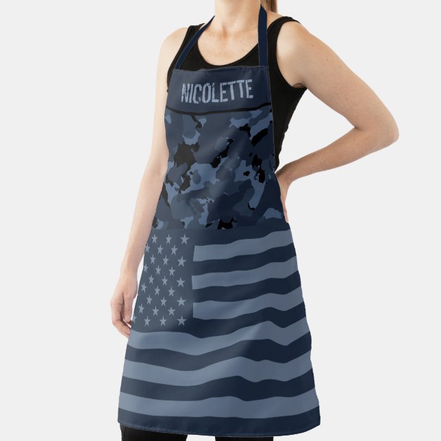 USA Flag Night Camo Custom Apron (Insitu)
