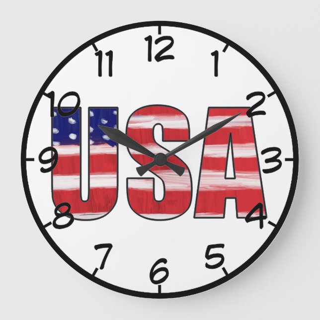 USA Flag Numbered Large Clock (Front)