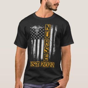 Usa flag Nurse est 2022 rn nursing school graduate T-Shirt