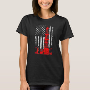 USA Flag Oil Drilling Rig Oilfield American Flag O T-Shirt