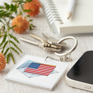 USA Flag On A Card Key Ring