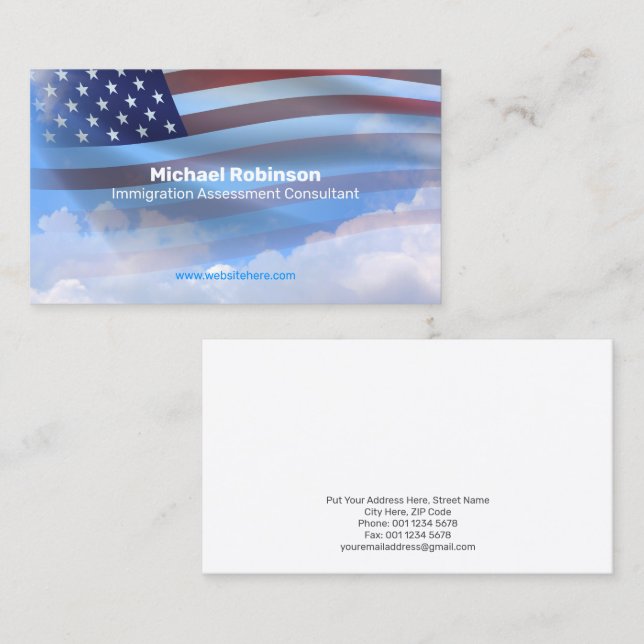 USA Flag on Beautiful Cloudscape Business Card (Front/Back)